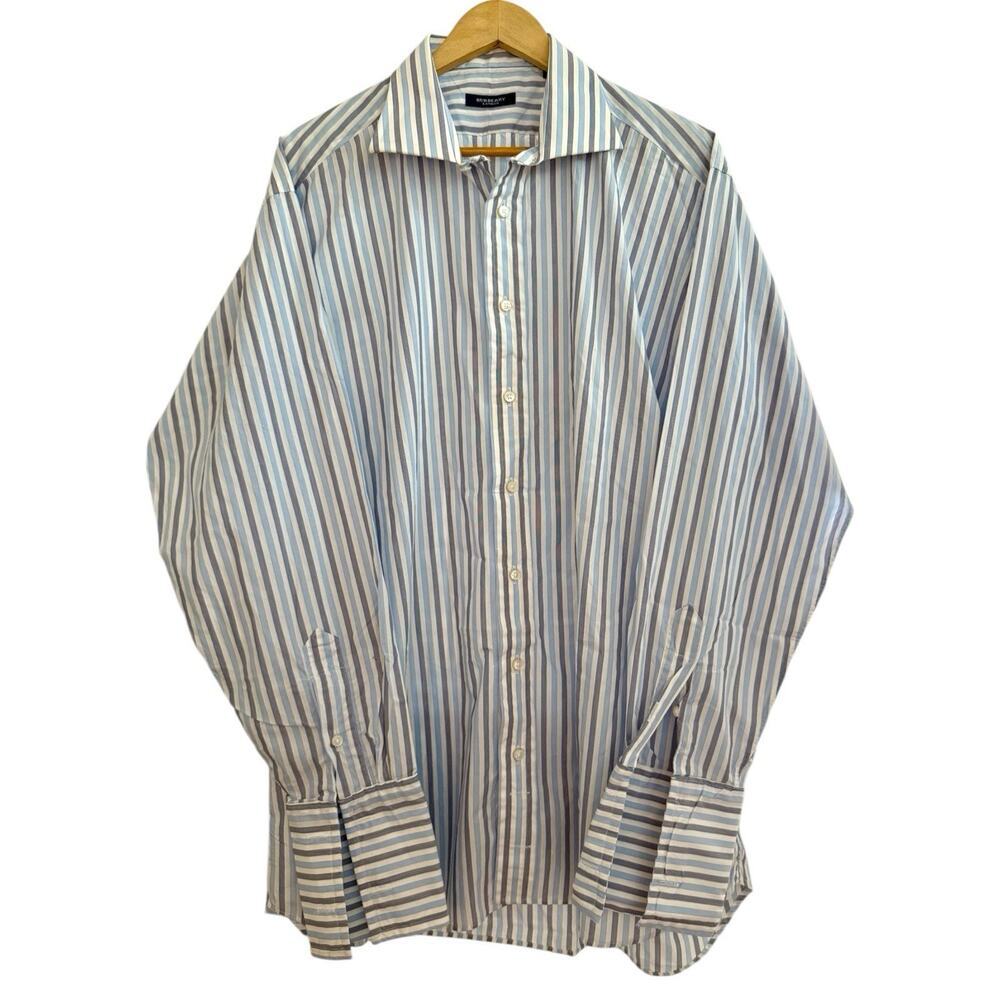 Burberry London Blue Purple Striped Button Down Size 17L